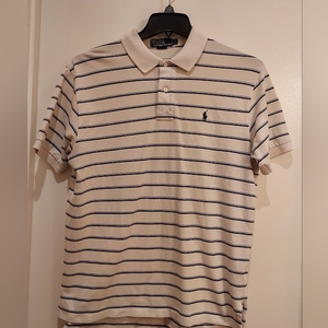Polo Ralph Lauren Men's Striped‎ Blue & White Shirt Men's Short Sleeve Large